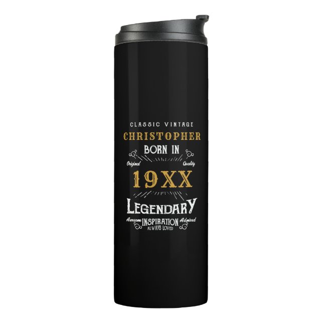 Personalised Birthday Best Dad Ever Legendary Gold Thermal Tumbler (Rotated Left)