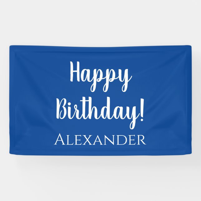 Personalised Birthday Blue Happy Birthday Banner (Horizontal)