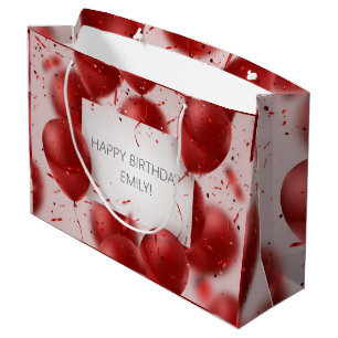 Personalised Birthday Blush pink Girly Stripes Large Gift Bag