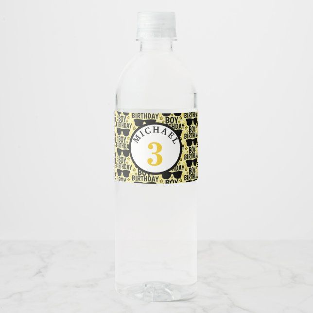 Personalised  Birthday Boy Hollywood Style Water Bottle Label (Front)