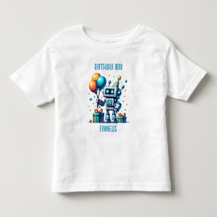 Personalised Birthday Boy Pixel Robot  Toddler T-Shirt