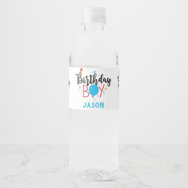 Personalised Birthday Boy Water Bottle Label (Front)