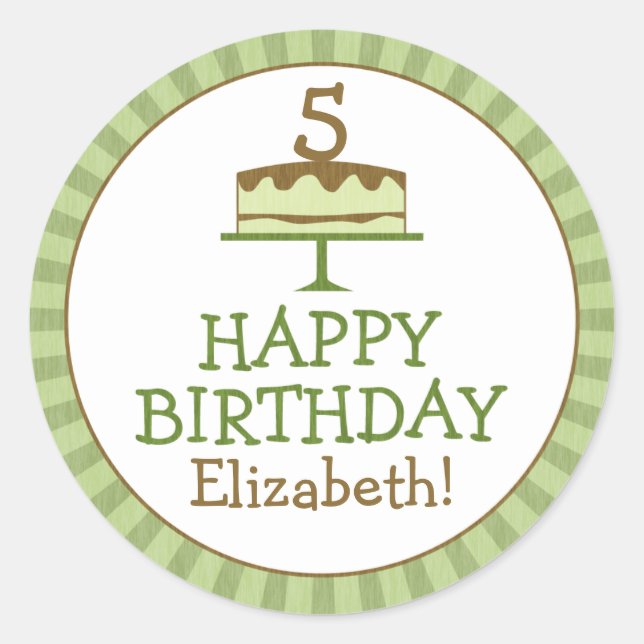 Personalised Birthday Cake Kids Birthday Stickers (Front)