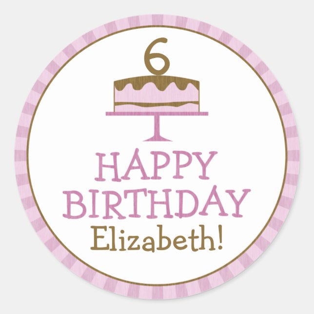 Personalised Birthday Cake Kids Birthday Stickers (Front)