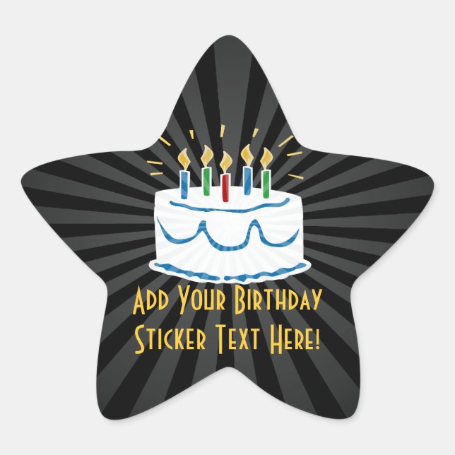 Personalised Birthday Cake Star Favour Sticker (Front)