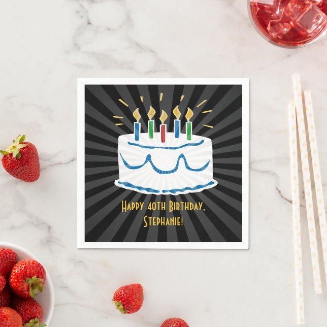 Personalised Birthday Cake Sticker or Favour Label Napkin (Insitu)