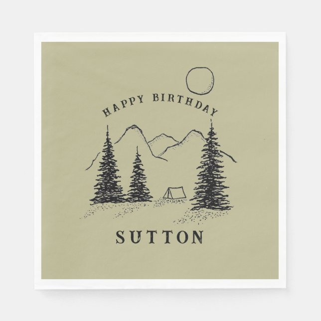 Personalised Birthday Camping  Napkin (Front)