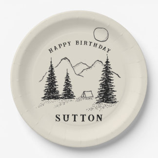 Personalised Birthday Camping Paper Plate