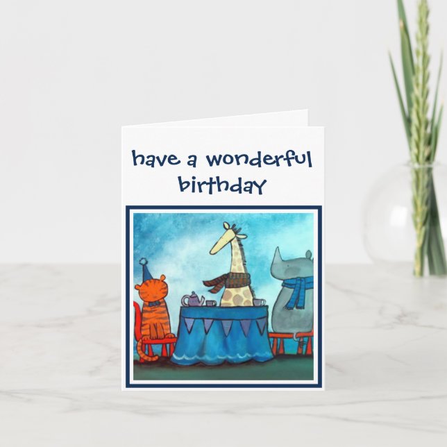 Personalised Birthday Card - Animals Tea Party (Front)
