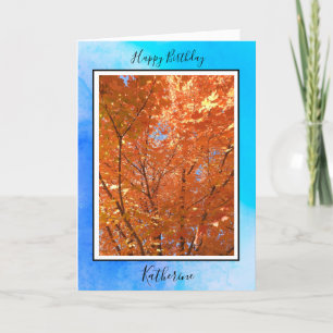 Personalised Birthday Card   Autumn Leaves  