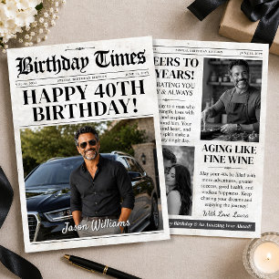 Personalised Birthday Card, Custom Photo Newspaper Holiday Card