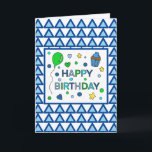 Personalised Birthday Card for Brother<br><div class="desc">Blue and green birthday card for a brother,  although you can customise it for anyone. Lime green balloon and blue cupcake.</div>