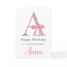 Personalised Birthday Card for Her - Letter A
