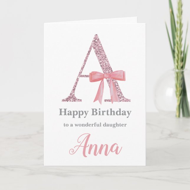 Personalised Birthday Card for Her - Letter A (Front)
