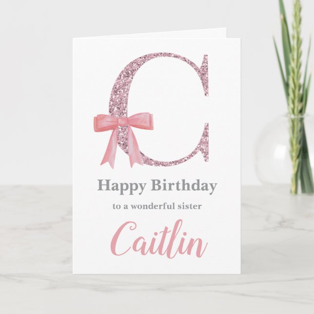 Personalised Birthday Card for Her - Letter C (Front)