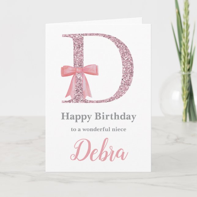 Personalised Birthday Card for Her - Letter D (Front)