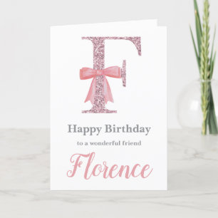 Personalised Birthday Card for Her - Letter F