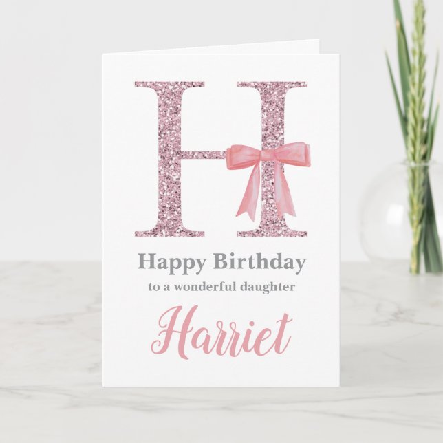 Personalised Birthday Card for Her - Letter H (Front)