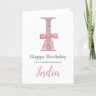 Personalised Birthday Card for Her - Letter I