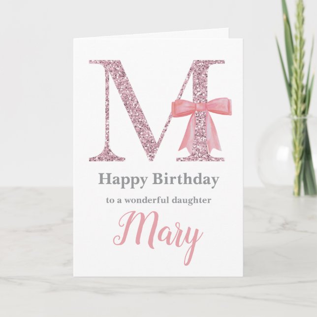 Personalised Birthday Card for Her - Letter M (Front)