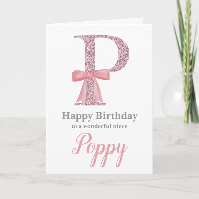 Personalised Birthday Card for Her - Letter P (Front)