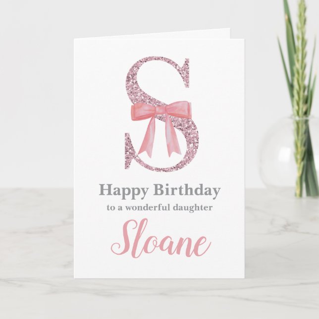 Personalised Birthday Card for Her - Letter S (Front)