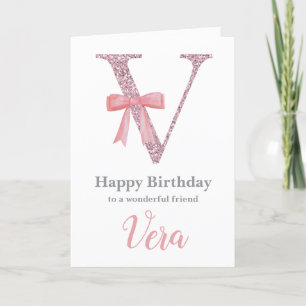 Personalised Birthday Card for Her - Letter V