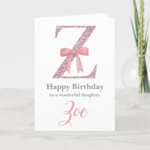 Personalised Birthday Card for Her - Letter Z