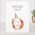 Personalised Birthday Card - Happy Guinea Pig<br><div class="desc">This happy little guinea-pig is an unsqueakably cute birthday greeting for your child, friends child, any birthday loving, young at heart recipient! This ginger piggy is wearing his favourite multi-coloured stripy party hat with a pompom on the top and is just waiting to have fun. "Wheek, Wheek!" Personalised this birthday...</div>