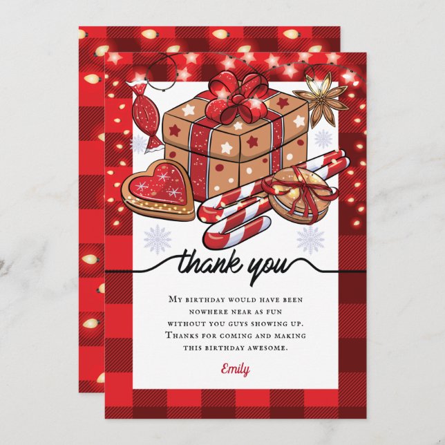 Personalised Birthday Cookies and Cocoa Christmas Thank You Card (Front/Back)