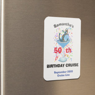Personalised Birthday Cruise Anchor Cocktail Magnet