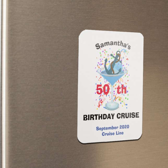 Personalised Birthday Cruise Anchor Cocktail Magnet (Creator Uploaded)
