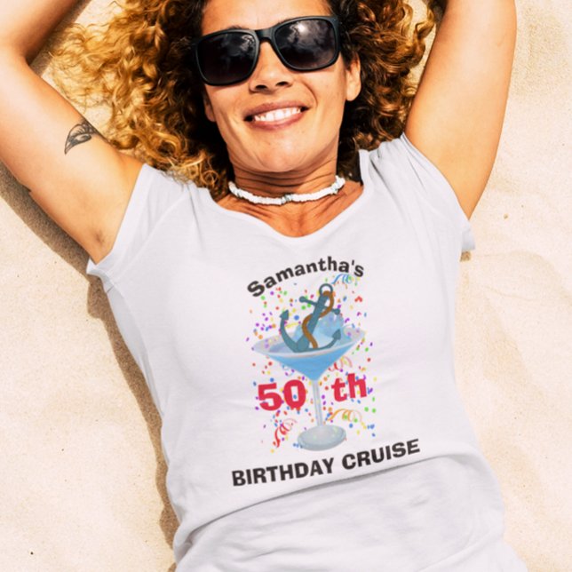 Personalised Birthday Cruise Cocktail Anchor T-Shirt (Creator Uploaded)