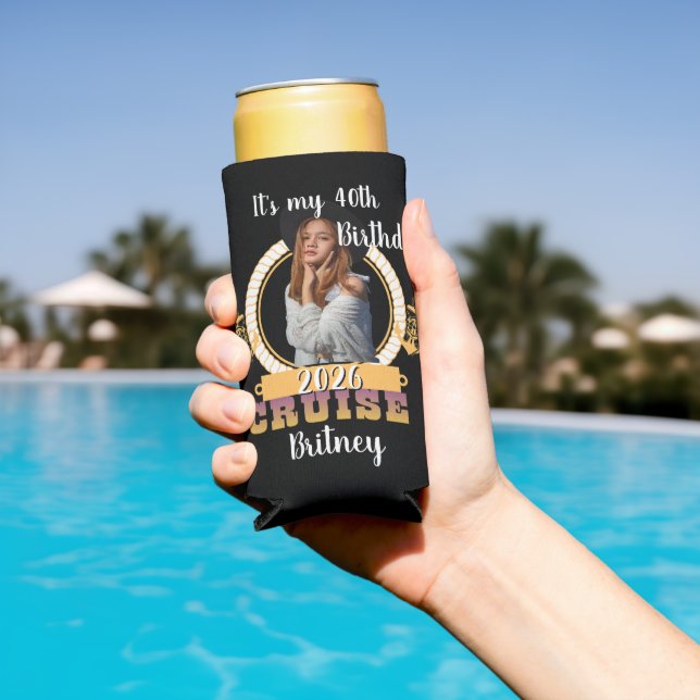 Personalised Birthday Cruise Custom Face  Seltzer Can Cooler (In Situ Pool)