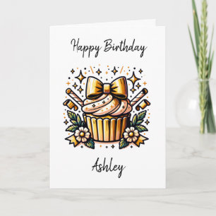 Personalised Birthday Cupcake and Colouring Page Card