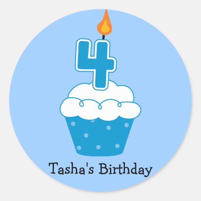 Personalised Birthday Cupcake Stickers (Front)