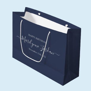 Personalised Birthday Dark Blue Large Gift Bag