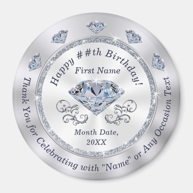 Personalised Birthday Favours, Anniversary by Year Magnet (Front)