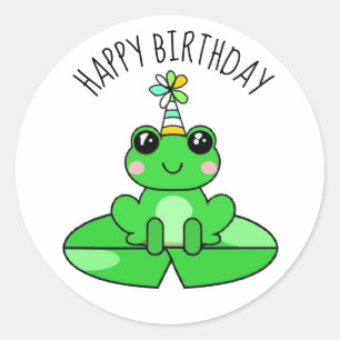 Personalised Birthday Frog on a Lily Pad Classic Round Sticker