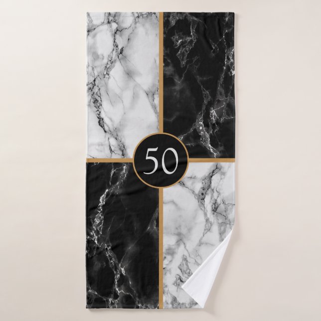 Personalised Birthday Gift Bath Towels Marble (Bath Towel)