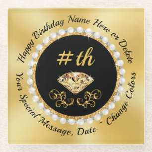 Personalised, Birthday Gift for Elderly Mother, Glass Coaster