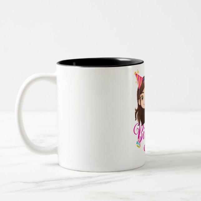 Personalised Birthday Gift for Girls – Custom Name Two-Tone Coffee Mug (Left)