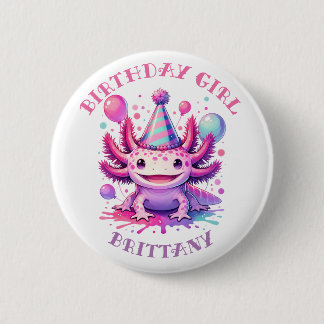 Personalised Birthday Girl | Anime Axolotl 6 Cm Round Badge