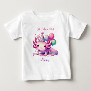 Personalised Birthday Girl Axolotl Themed Baby T-Shirt