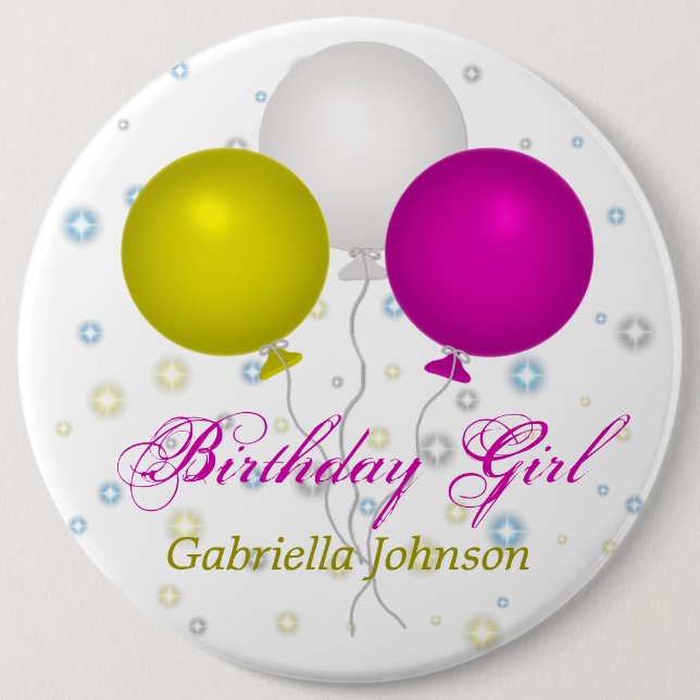 Personalised: Birthday Girl Button (Front)