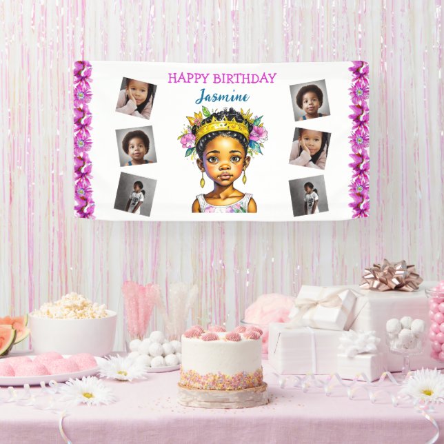Personalised Birthday Girl Princess of Colour Banner (Party)