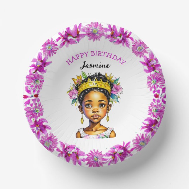 Personalised Birthday Girl Princess of Colour Paper Plate (Front)