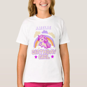Personalised Birthday Girl Unicorn T-Shirt