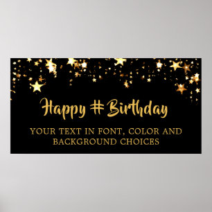 Personalised Birthday Gold Stars Custom Colour Poster