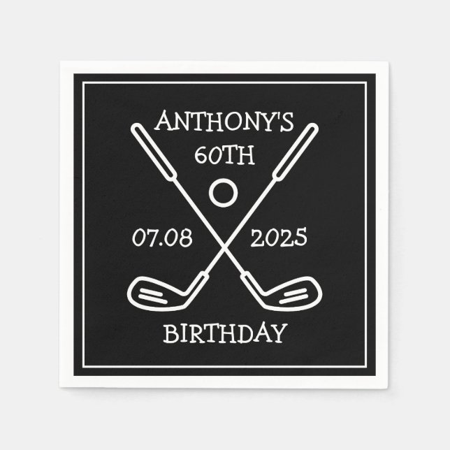 Personalised Birthday Golfer 60th happy Dad Par Napkin (Front)